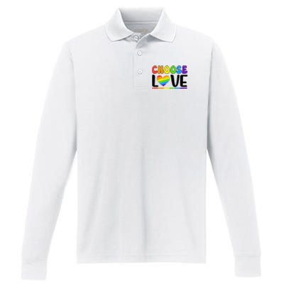 LGBT Retro Pride T Design Performance Long Sleeve Polo