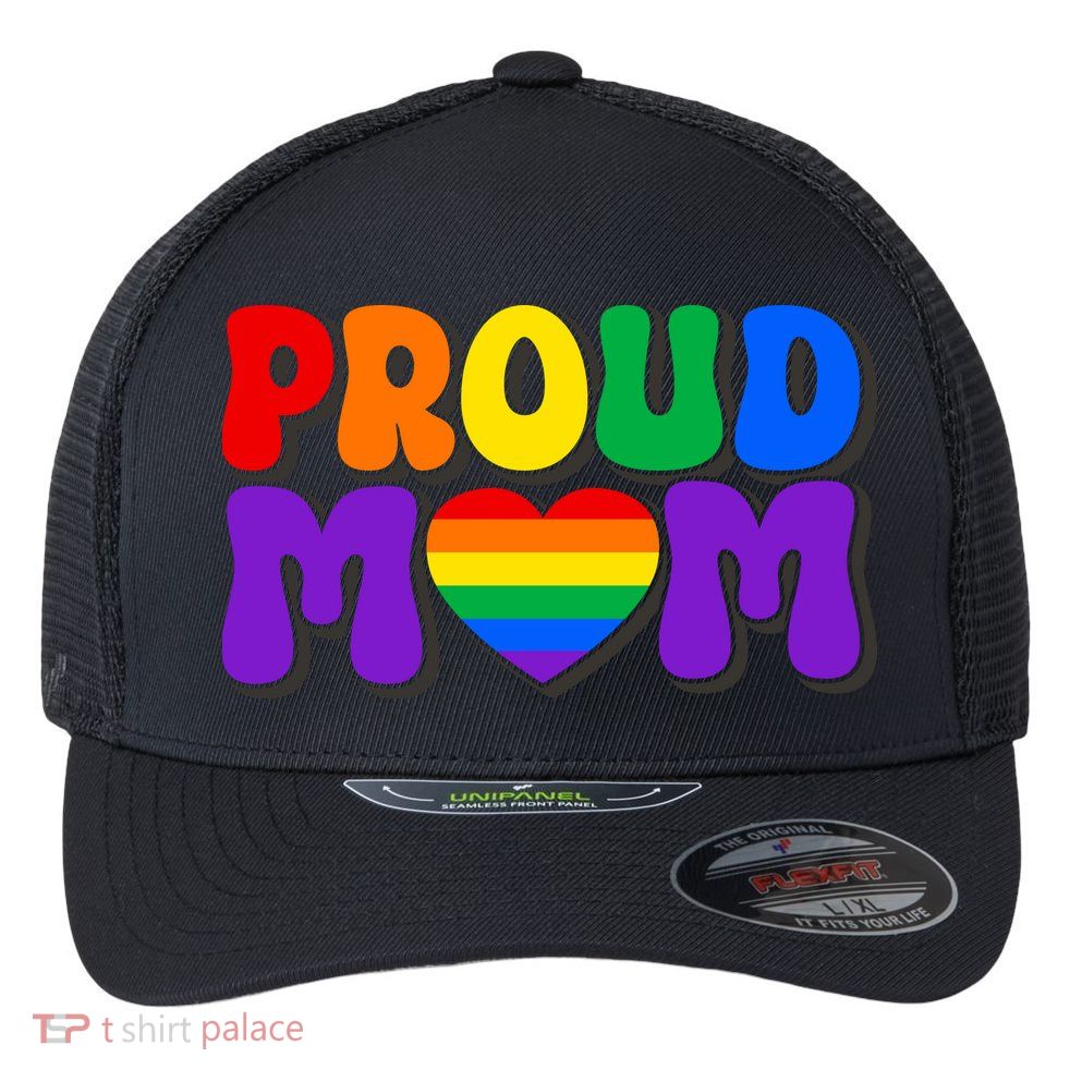 LGBT Retro Pride T Design Flexfit Unipanel Trucker Cap