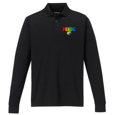 LGBT Retro Pride T Design Performance Long Sleeve Polo