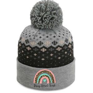 Leopard Rainbow Pray Wait Trust Bible Christian Motivational Gift The Baniff Cuffed Pom Beanie