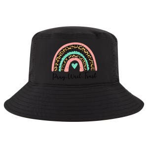 Leopard Rainbow Pray Wait Trust Bible Christian Motivational Gift Cool Comfort Performance Bucket Hat