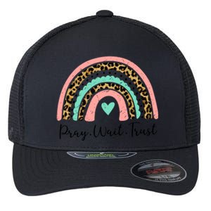 Leopard Rainbow Pray Wait Trust Bible Christian Motivational Gift Flexfit Unipanel Trucker Cap