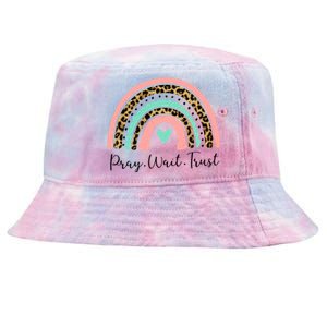 Leopard Rainbow Pray Wait Trust Bible Christian Motivational Gift Tie-Dyed Bucket Hat