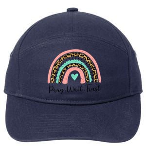 Leopard Rainbow Pray Wait Trust Bible Christian Motivational Gift 7-Panel Snapback Hat