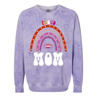 Lesbian Rainbow Proud Mom Lesbian Gift Colorblast Crewneck Sweatshirt