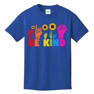 Lgbt Rainbow Pride Month Asl Be Kind Hand Sign Language Cool Gift Kids T-Shirt