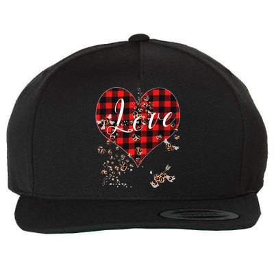 Love Red Plaid Leopard Hearts Tee 1970s Cute Valentines Day Gift Wool Snapback Cap