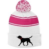 Labrador Retriever Play Fetch Black Lab Stripe Pom Pom Beanie