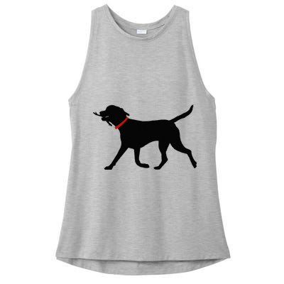 Labrador Retriever Play Fetch Black Lab Ladies PosiCharge Tri-Blend Wicking Tank