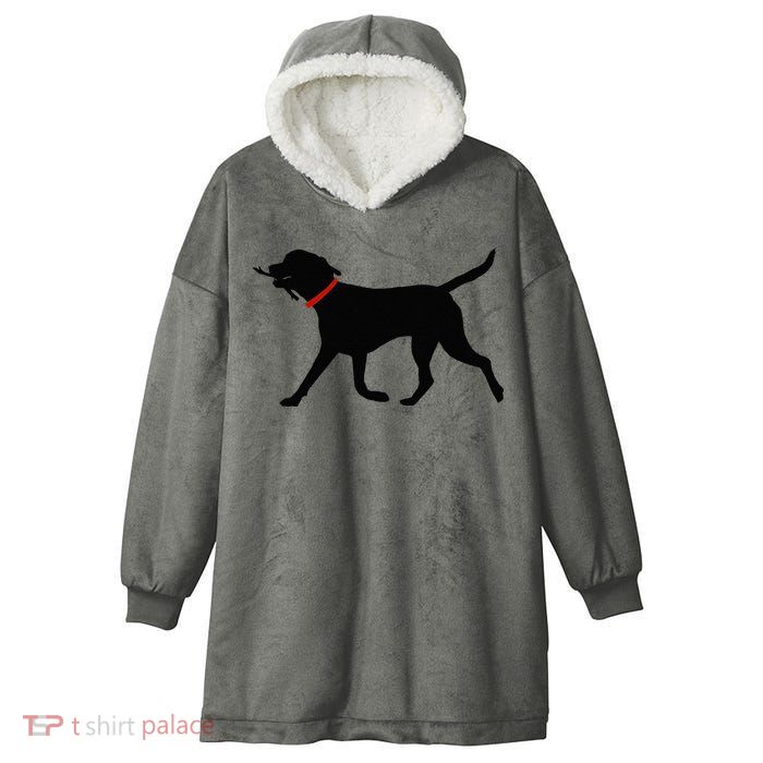 Labrador Retriever Play Fetch Black Lab Hooded Wearable Blanket