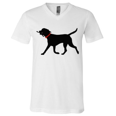 Labrador Retriever Play Fetch Black Lab V-Neck T-Shirt