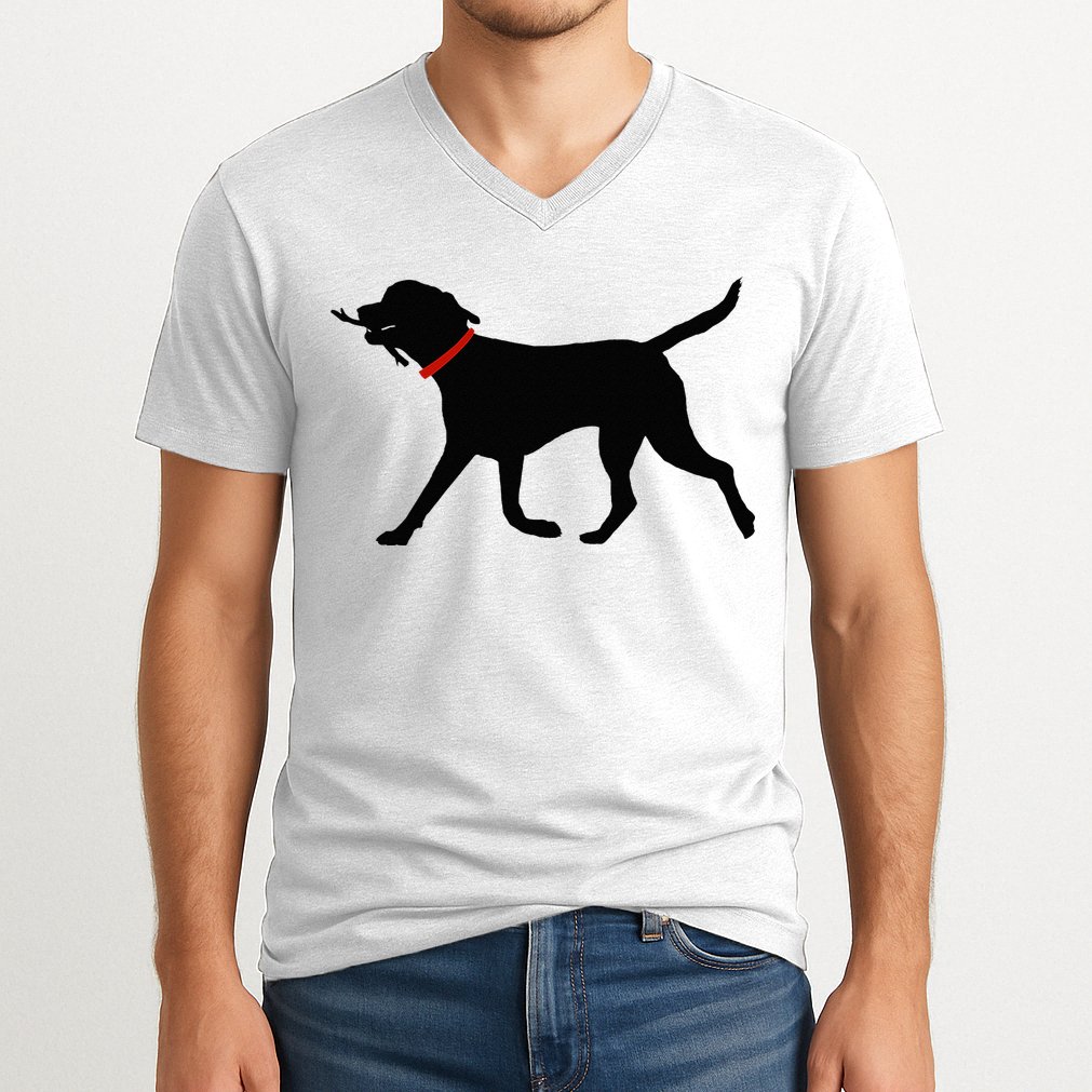 Labrador Retriever Play Fetch Black Lab V-Neck T-Shirt