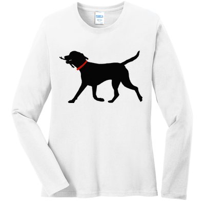 Labrador Retriever Play Fetch Black Lab Ladies Long Sleeve Shirt
