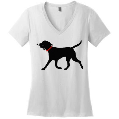 Labrador Retriever Play Fetch Black Lab Women's V-Neck T-Shirt