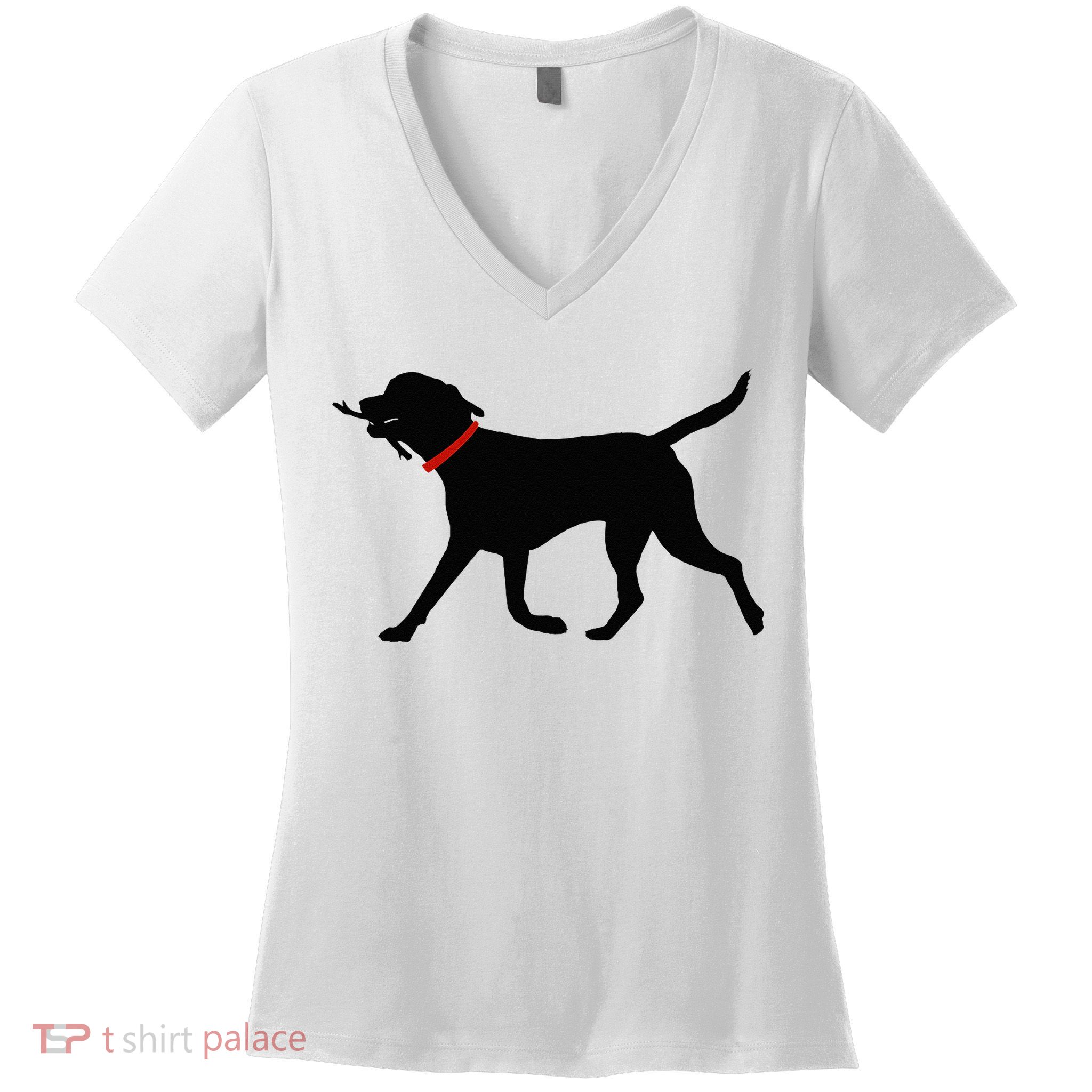 Labrador Retriever Play Fetch Black Lab Women's V-Neck T-Shirt