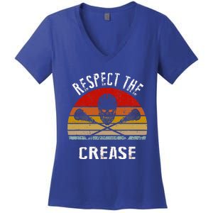 Lacrosse Retro Respect The Crease Women's V-Neck T-Shirt