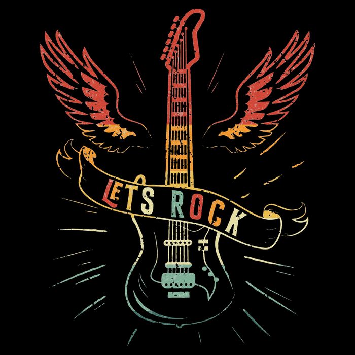 Lets Rock Rock n Roll Guitar Retro lovers Cooling Performance Crew T-Shirt