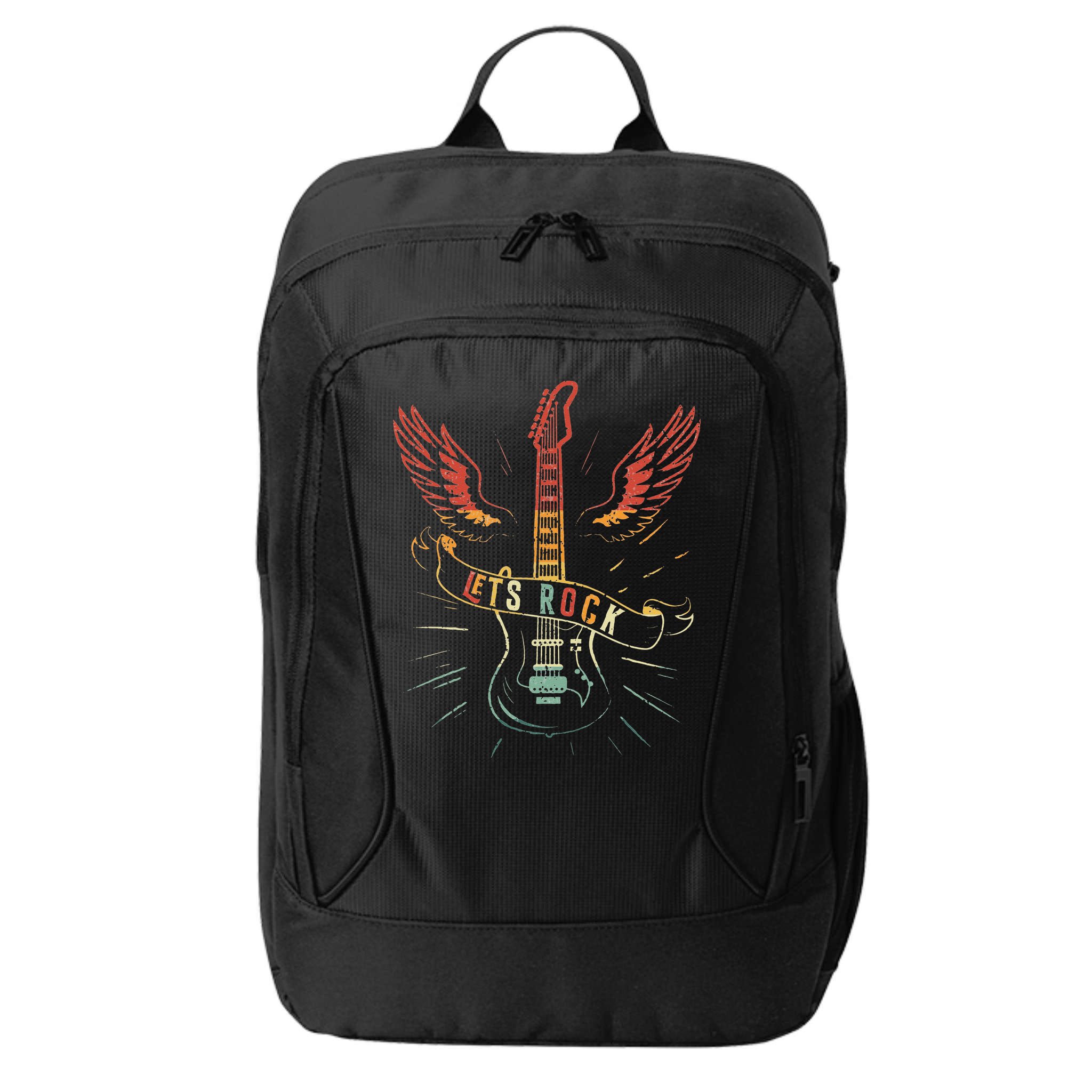 Lets Rock Rock n Roll Guitar Retro lovers City Backpack