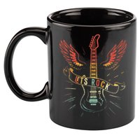 Lets Rock Rock n Roll Guitar Retro lovers 11oz C Handle Ceramic Mug