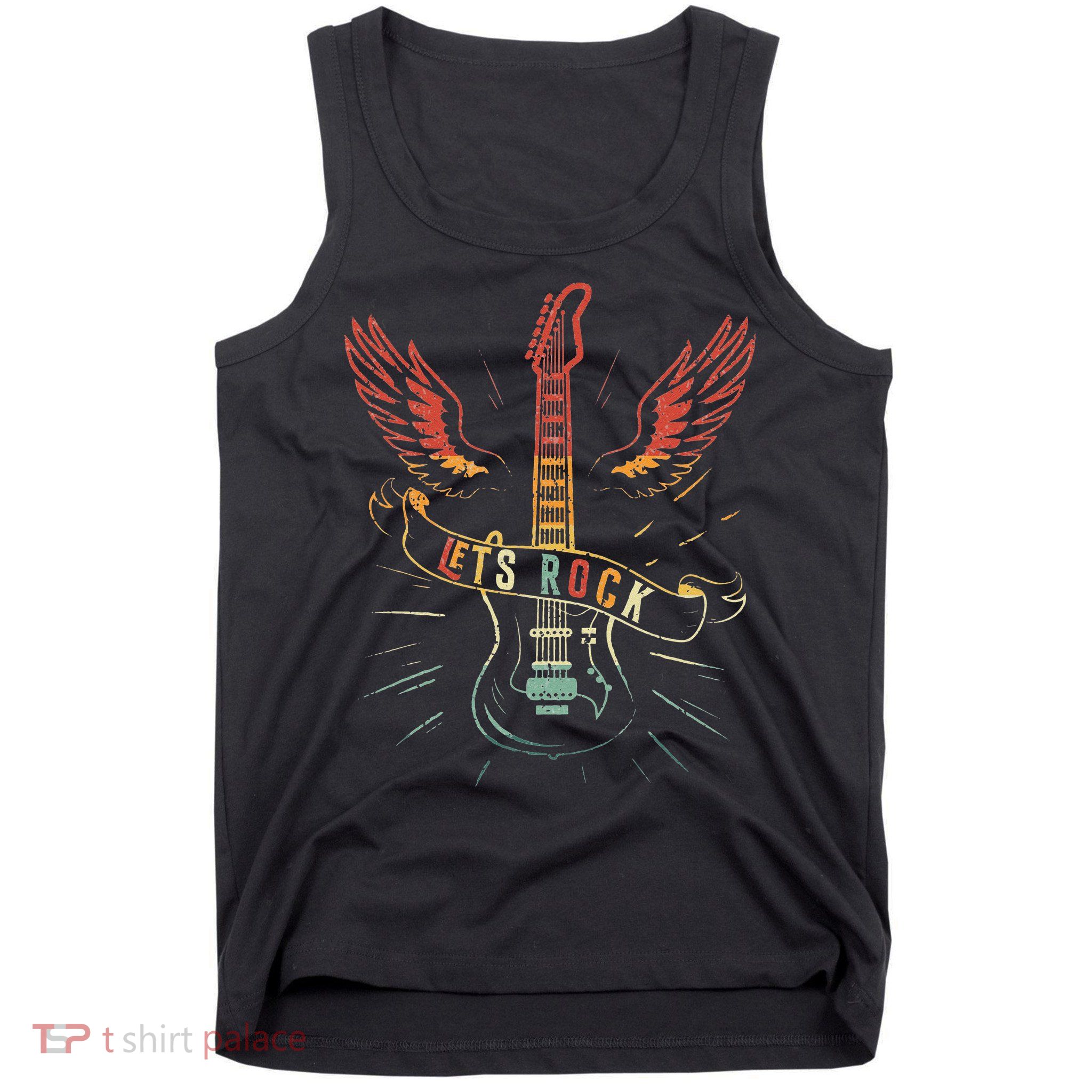 Lets Rock Rock n Roll Guitar Retro lovers Tank Top