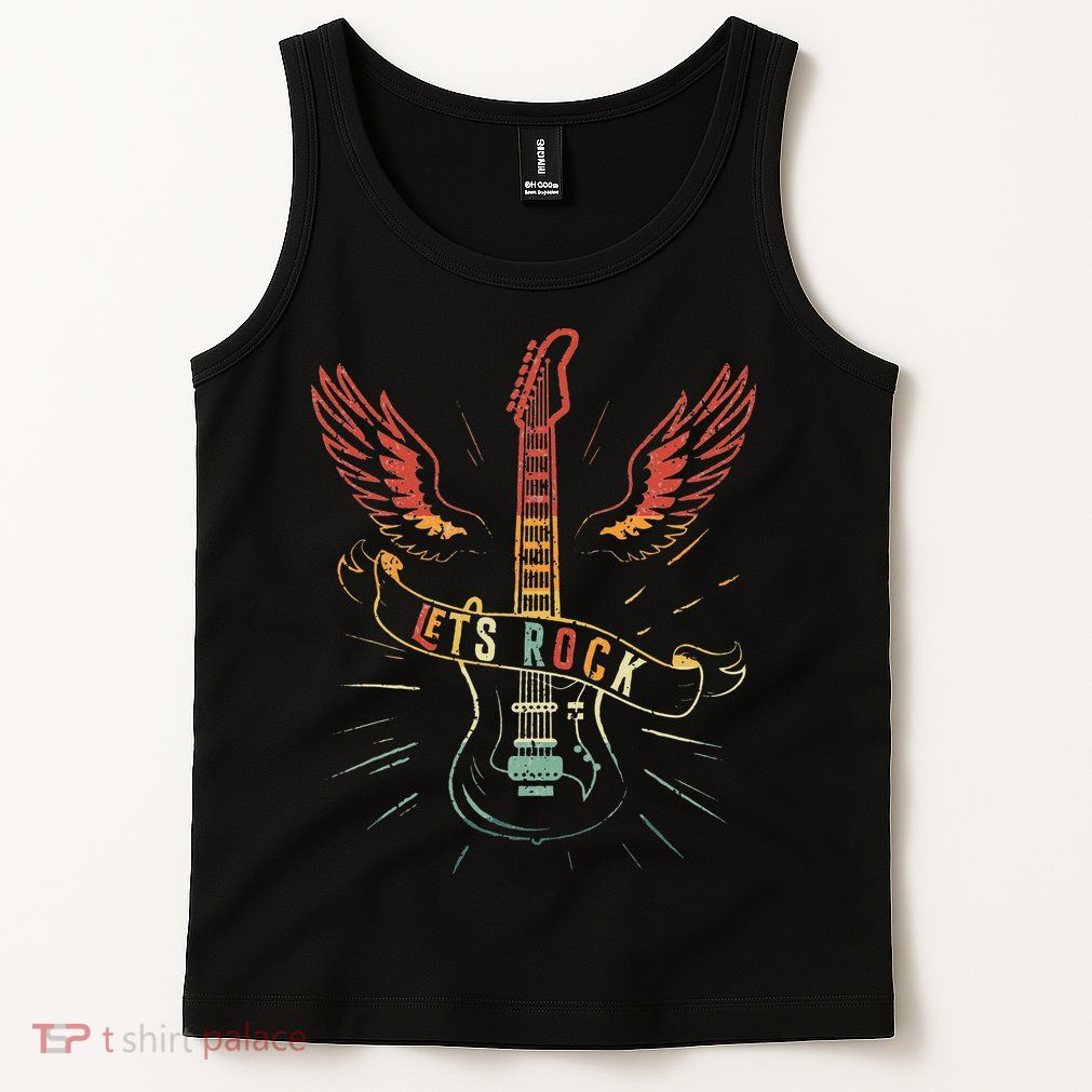 Lets Rock Rock n Roll Guitar Retro lovers Tank Top