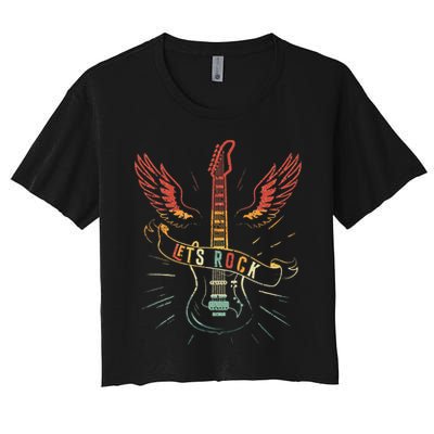 Lets Rock Rock n Roll Guitar Retro lovers Crop Top