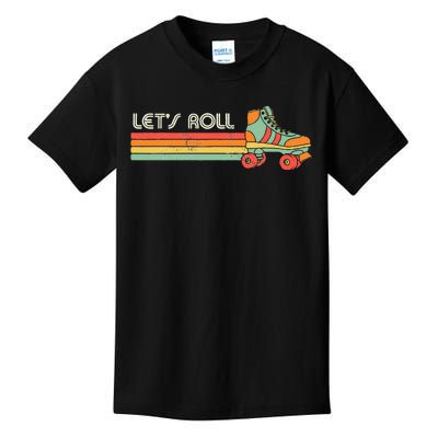 Lets Roll Roller Skating Skater Skate Retro Vintage 70s 80s Kids T-Shirt