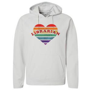 Librarian Retro Rainbow Heart 80s Whimsy LGBTQ Pride G Performance Fleece Hoodie