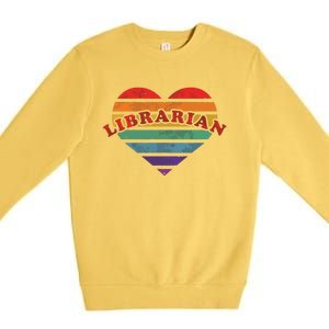 Librarian Retro Rainbow Heart 80s Whimsy LGBTQ Pride G Premium Crewneck Sweatshirt