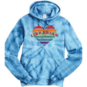 Librarian Retro Rainbow Heart 80s Whimsy LGBTQ Pride G Tie Dye Hoodie