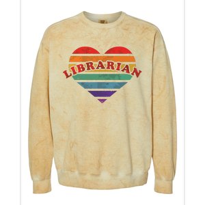 Librarian Retro Rainbow Heart 80s Whimsy LGBTQ Pride G Colorblast Crewneck Sweatshirt