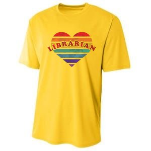 Librarian Retro Rainbow Heart 80s Whimsy LGBTQ Pride G Performance Sprint T-Shirt