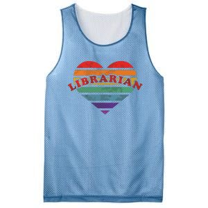 Librarian Retro Rainbow Heart 80s Whimsy LGBTQ Pride G Mesh Reversible Basketball Jersey Tank