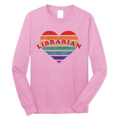 Librarian Retro Rainbow Heart 80s Whimsy LGBTQ Pride G Long Sleeve Shirt