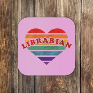 Librarian Retro Rainbow Heart 80s Whimsy LGBTQ Pride G Coaster