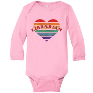 Librarian Retro Rainbow Heart 80s Whimsy LGBTQ Pride G Baby Long Sleeve Bodysuit