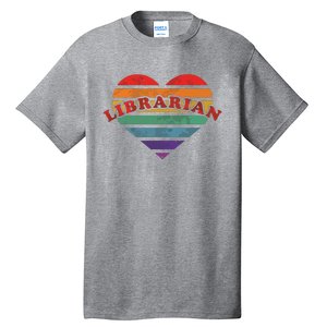 Librarian Retro Rainbow Heart 80s Whimsy LGBTQ Pride G Tall T-Shirt