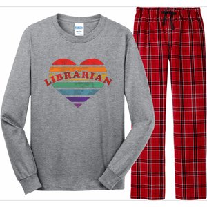 Librarian Retro Rainbow Heart 80s Whimsy LGBTQ Pride G Long Sleeve Pajama Set