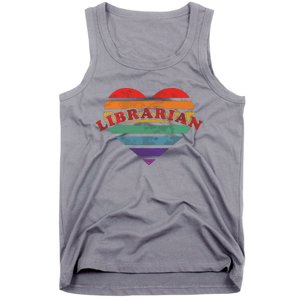 Librarian Retro Rainbow Heart 80s Whimsy LGBTQ Pride G Tank Top