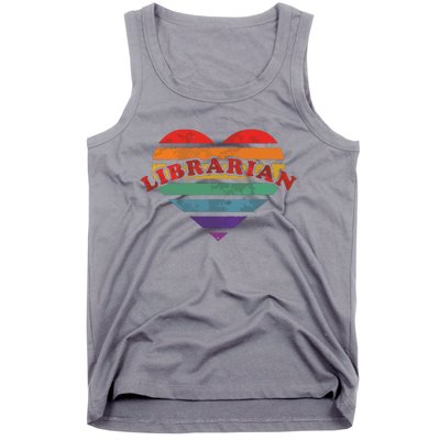 Librarian Retro Rainbow Heart 80s Whimsy LGBTQ Pride G Tank Top