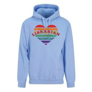 Librarian Retro Rainbow Heart 80s Whimsy LGBTQ Pride G Unisex Surf Hoodie