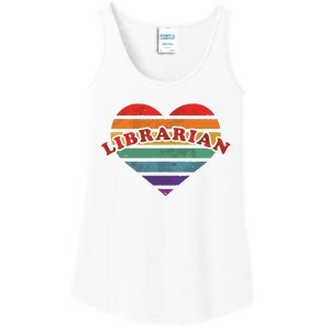 Librarian Retro Rainbow Heart 80s Whimsy LGBTQ Pride G Ladies Essential Tank