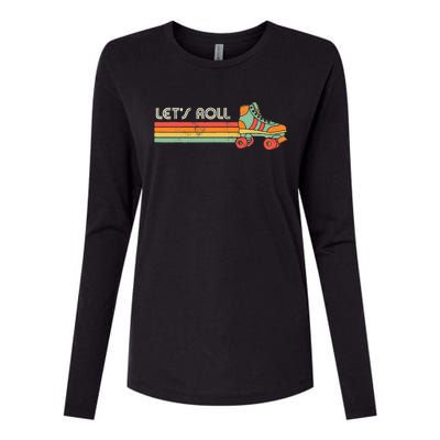 LetS Roll Roller Skating Skater Skate Retro Vintage 70s 80s Womens Cotton Relaxed Long Sleeve T-Shirt