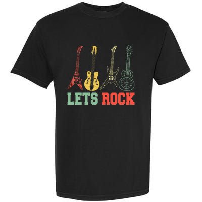 Lets Rock Rock Roll Guitar Retro Garment-Dyed Heavyweight T-Shirt