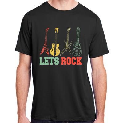 Lets Rock Rock Roll Guitar Retro Adult ChromaSoft Performance T-Shirt