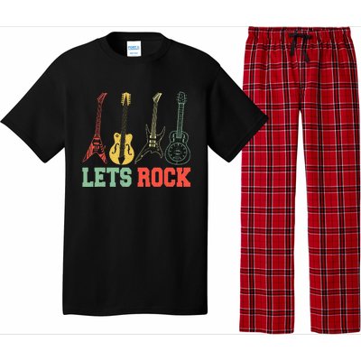 Lets Rock Rock Roll Guitar Retro Pajama Set