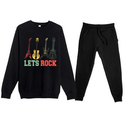 Lets Rock Rock Roll Guitar Retro Premium Crewneck Sweatsuit Set