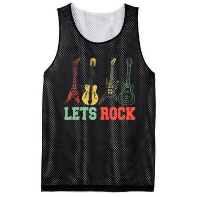 Lets Rock Rock Roll Guitar Retro Mesh Reversible Basketball Jersey Tank