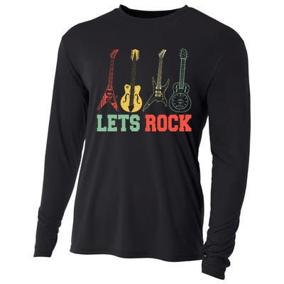 Lets Rock Rock Roll Guitar Retro Cooling Performance Long Sleeve Crew