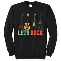 Lets Rock Rock Roll Guitar Retro Tall Sweatshirt